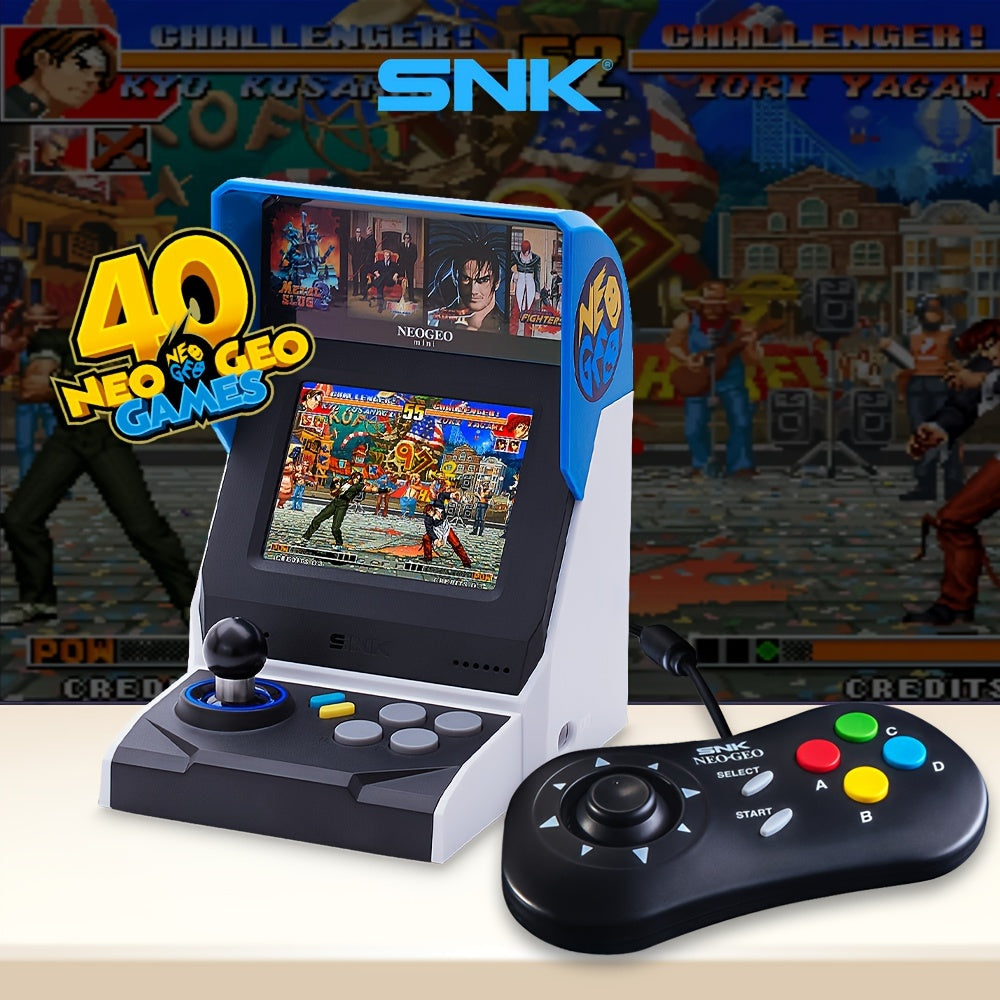 SNK NeoGeo Mini International Arcade With 1 Controller Set, Game Console Video Game 40 Pre-Loaded Classic SNK Games: The King Of The Fighters/Metal SLUG And More, Gift For Friends And Family