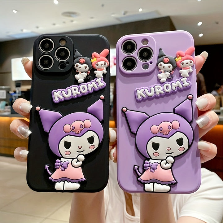 Sanrio Authorized Kuromi 3D Mobile Phone Case, Drop-Proof And Shockproof Mobile Phone Case Suitable for Apple 16/15/14/13/12/11/7/8/7Plus/8Plus/Xs Max/Xs/X/Xr, Christmas And Halloween Gifts