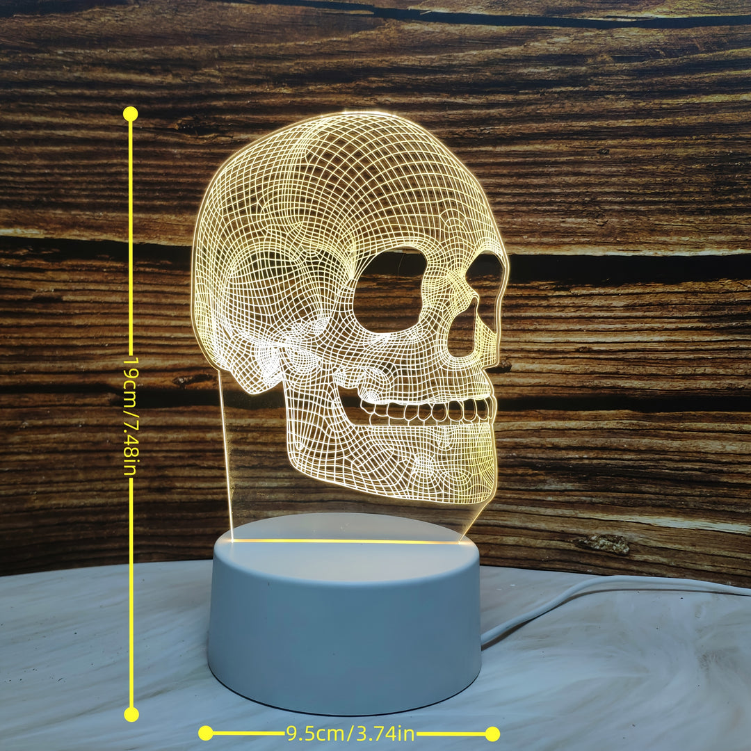 3D Skull-Shaped LED Table Lamp, USB Powered, Creative Desk Decor with Astronaut and Tulips, Ideal for Bedroom Ambiance, Unique Birthday or Holiday Gift, Bedroom Ambiance Light|Playful Design|Abs Material Lamp, Desk Lamp