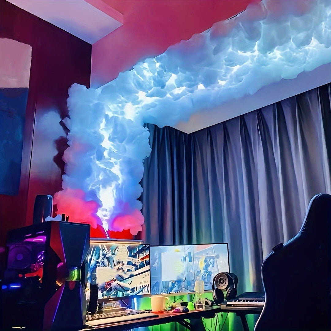 4.88meter New Cloud Light, Thundercloud LED Lights 3D Lightning Cloud Colorful Atmosphere DIY Creative Night Light, for Gaming Room, Club, DJ Party, USB Powered