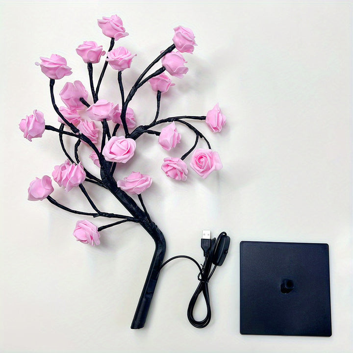 Shenzhi Tech Rose Tree Lamp, USB Powered LED Light Flower Night Light For Home Living Room Halloween Christmas Desk Decor