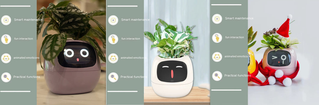 Smart Planter Divertimento senza fine Oltre 49 ricche espressioni 7 sensori intelligenti e chip AI rendono la coltivazione delle piante facile e divertente