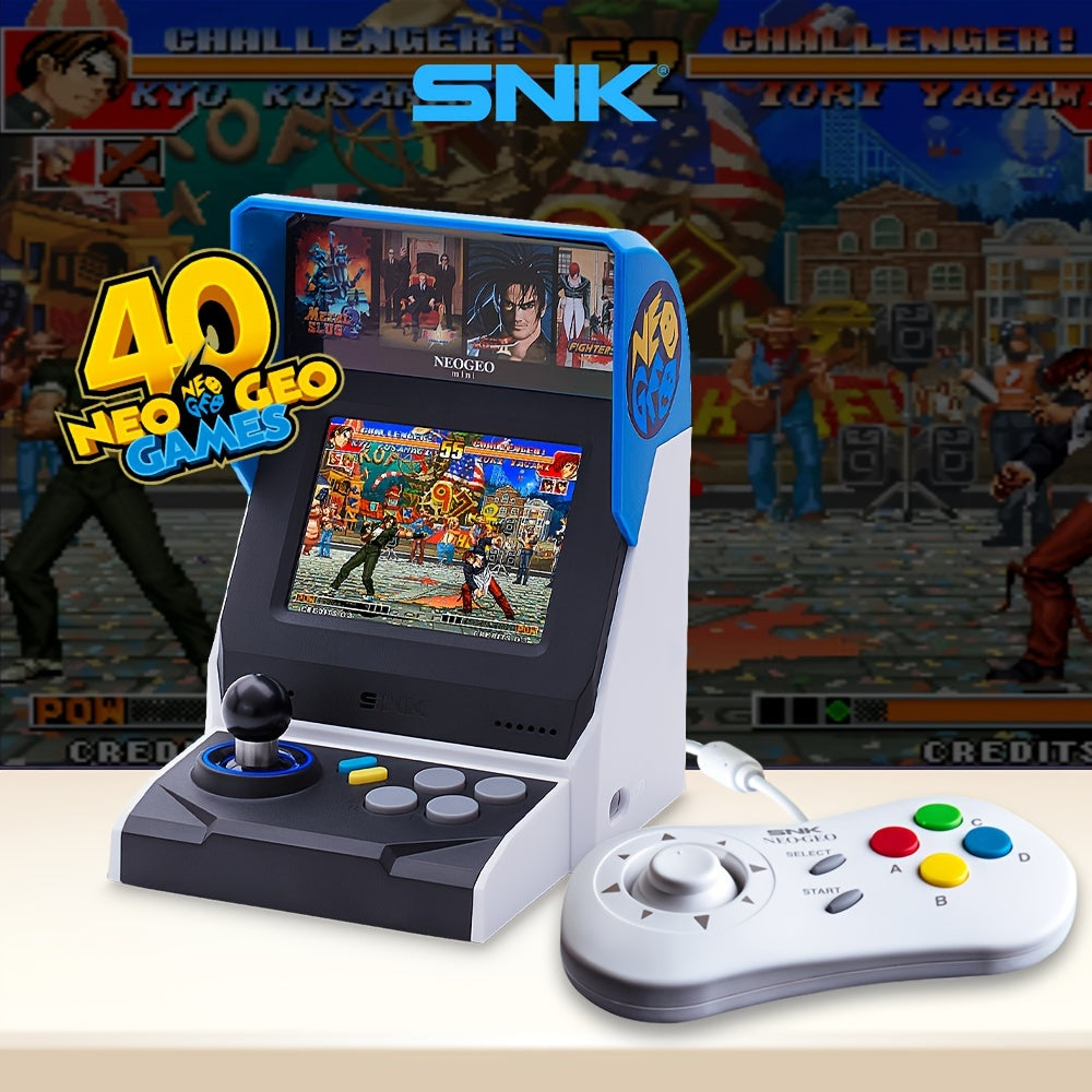 SNK NeoGeo Mini International Arcade With 1 Controller Set, Game Console Video Game 40 Pre-Loaded Classic SNK Games: The King Of The Fighters/Metal SLUG And More, Gift For Friends And Family