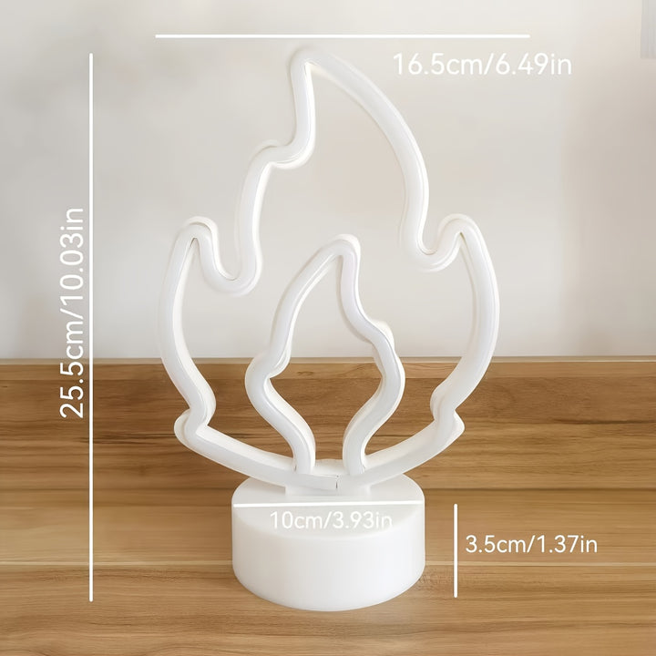 1pc, Burning Flame Desktop Neon Lights, Two-Color Nightlight, USB Or Battery Powered, Suitable for Game Rooms, Parties, Festive Atmosphere, Birthdays, Valentine'S Day (Excluding Batteries).