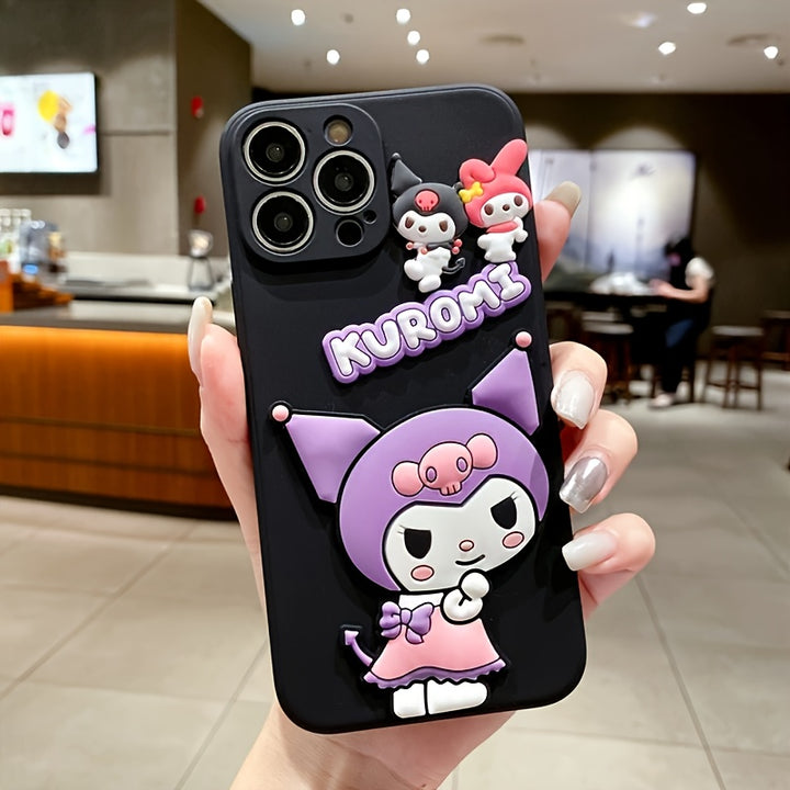 Sanrio Authorized Kuromi 3D Mobile Phone Case, Drop-Proof And Shockproof Mobile Phone Case Suitable for Apple 16/15/14/13/12/11/7/8/7Plus/8Plus/Xs Max/Xs/X/Xr, Christmas And Halloween Gifts