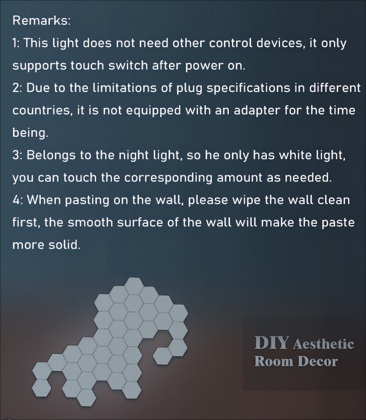 6packs Touch Control Hexagonal LED Wall Light, Neutral White Lamp With Touch Night Light, Easy To Use And Energy Efficient