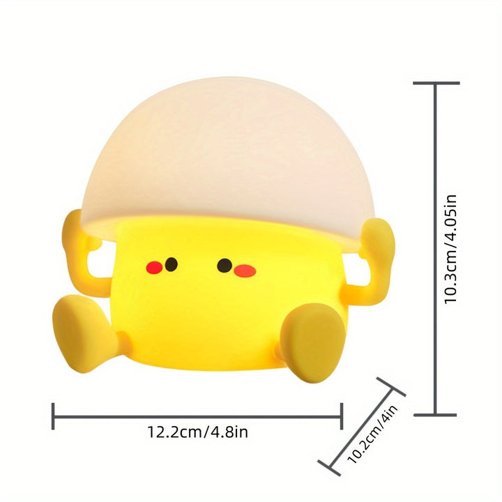 1 cute Egg Yolk silicone night light Smart pat light USB rechargeable with data cable, room desktop decoration atmosphere light with three levels of brightness, 30 minutes of sleep companion, timed automatic light off, classm