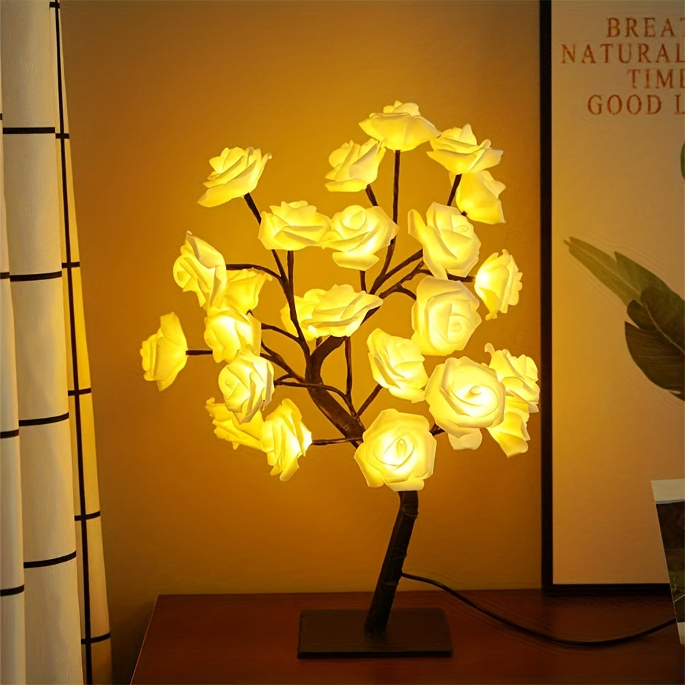 Shenzhi Tech Rose Tree Lamp, USB Powered LED Light Flower Night Light For Home Living Room Halloween Christmas Desk Decor