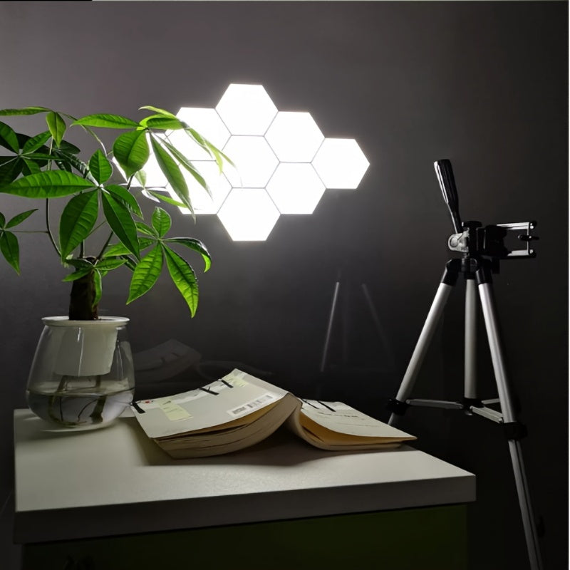 6packs Touch Control Hexagonal LED Wall Light, Neutral White Lamp With Touch Night Light, Easy To Use And Energy Efficient