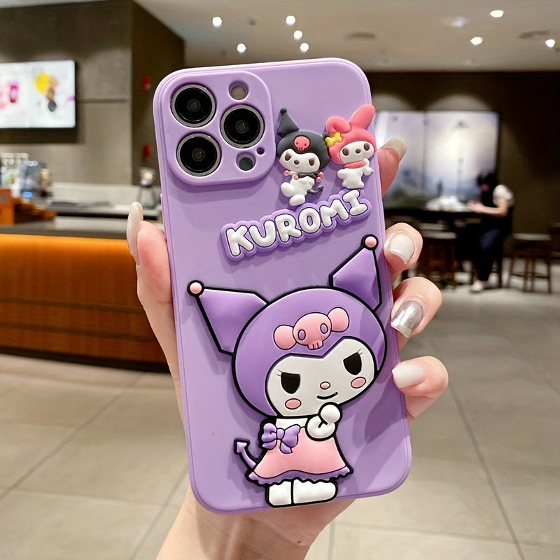 Sanrio Authorized Kuromi 3D Mobile Phone Case, Drop-Proof And Shockproof Mobile Phone Case Suitable for Apple 16/15/14/13/12/11/7/8/7Plus/8Plus/Xs Max/Xs/X/Xr, Christmas And Halloween Gifts