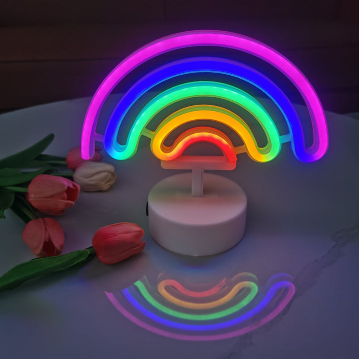 Contemporary USB Powered Rainbow Neon Light, Plastic Decorative Lamp for Bedroom, Home Desk Decor, Wedding, Birthday, Party, Holiday, Pride Month, Universal Spring Summer Celebrations, Gift - No Batteries Included