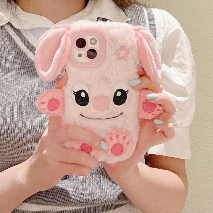 Embroidered Plush Model Cute Stitch Phone Case For IPhone15 Pro Max/15 Pro/15/15/15Plus/14 Pro Max/14 Pro/14Plus/14/13 Pro Max/13 Pro/13/12 Pro Max/12 Pro/12/11Pro Max/11 Slam-proof Phone Case