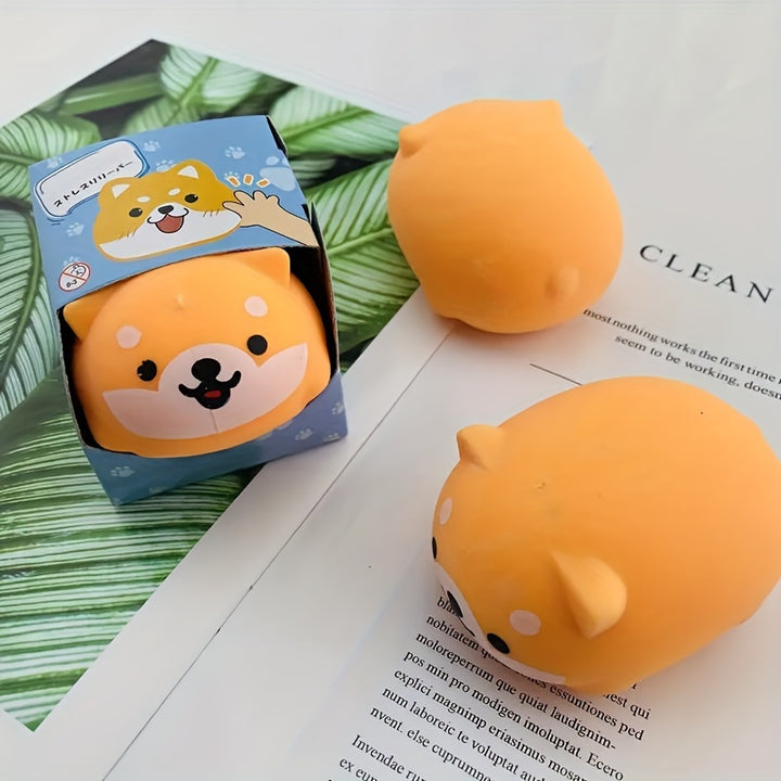 Creative Shiba Inu Squeeze Toy, Focus Enhancer, Hand Strength Exercise, Cute Desk Decor, Fun Party, Halloween, Christmas Gift (Random with/without Ring), Multiple Colors, Plastic Material, Novelty Toy