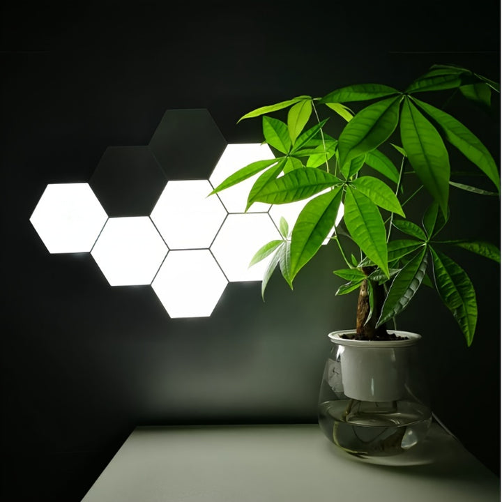 6packs Touch Control Hexagonal LED Wall Light, Neutral White Lamp With Touch Night Light, Easy To Use And Energy Efficient