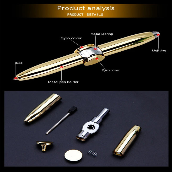 Can Write Spinning Pen Adults Antistress Metal Rotating Pen Fidget Toys Children Spinning Game Luminous Hand Spinner Pen