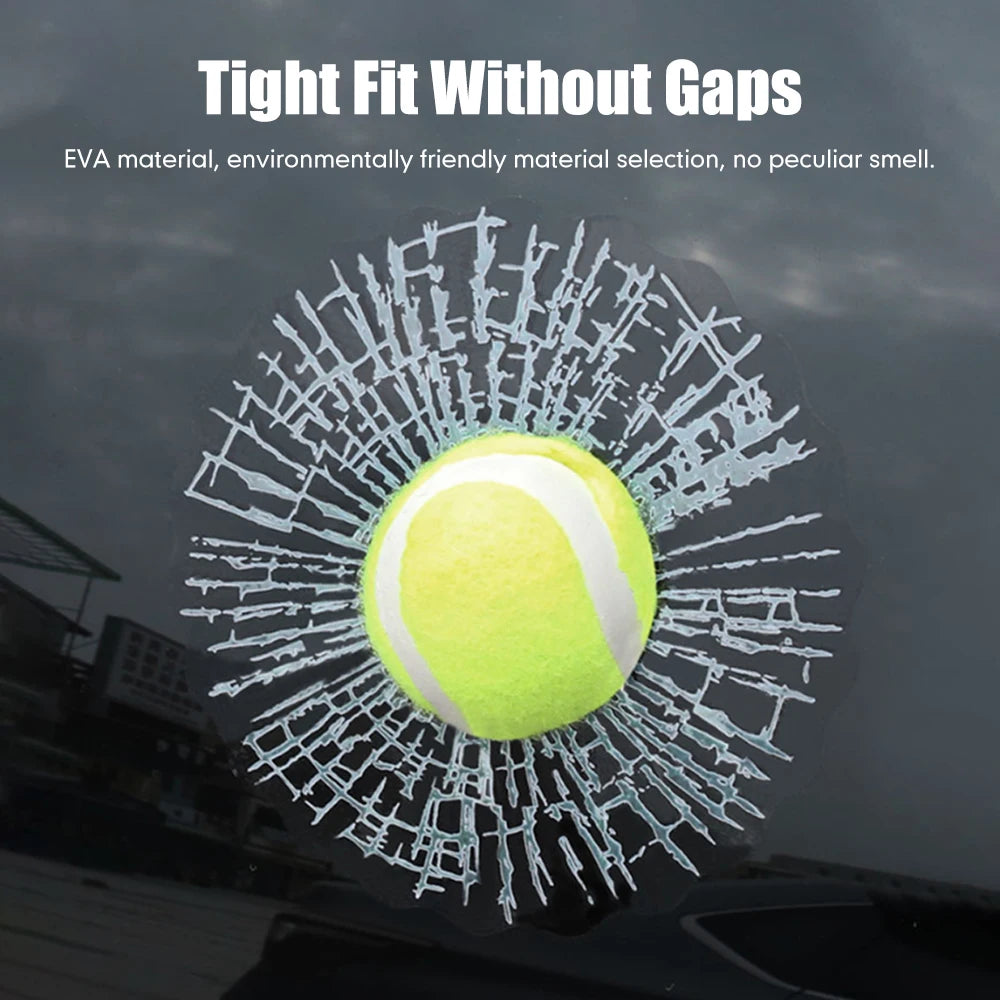 3D Tennis Ball Car Styling Stickers Hit Windows Funny Auto Windshield Decoration Self Adhesive Decal Accessories - Gufetto Brand 