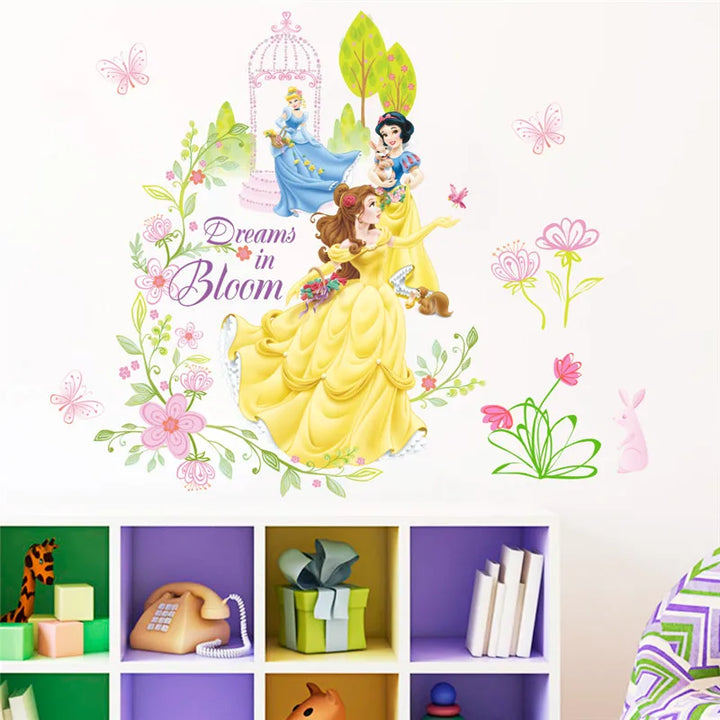 Lovely Snow White Belle Cinderalle Princess Wall Stickers For Girl's Room Decoration Diy Cartoon Wall Art Decal Kids Gift - Gufetto Brand 