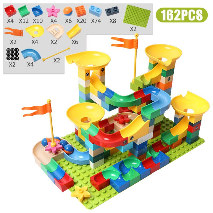 83-332PCS Marble Race Run Mattoni Blocchi di costruzione di grandi dimensioni Imbuto Blocchi scorrevoli Mattoni fai da te Giocattoli per bambini Ragazze - Gufetto Brand 