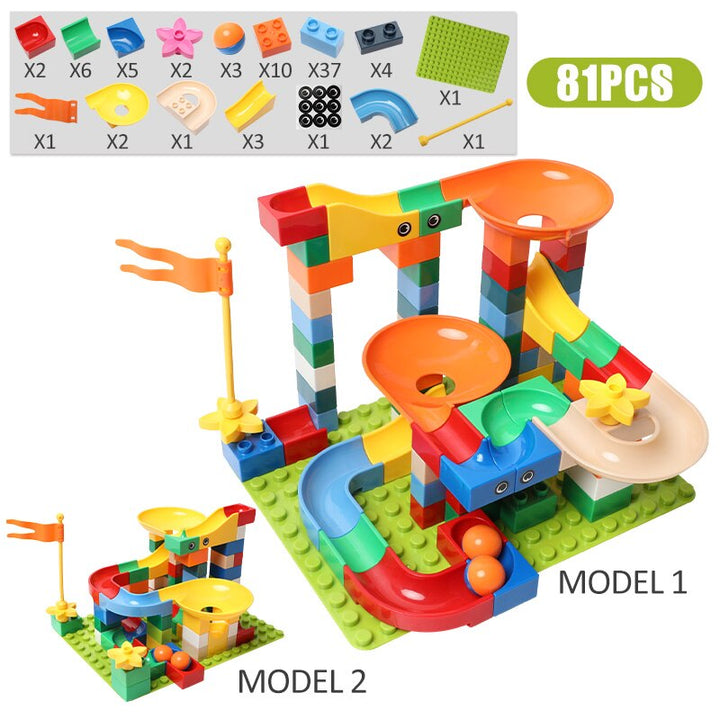 83-332PCS Marble Race Run Mattoni Blocchi di costruzione di grandi dimensioni Imbuto Blocchi scorrevoli Mattoni fai da te Giocattoli per bambini Ragazze - Gufetto Brand 