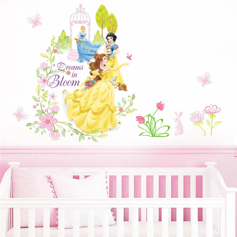 Lovely Snow White Belle Cinderalle Princess Wall Stickers For Girl's Room Decoration Diy Cartoon Wall Art Decal Kids Gift - Gufetto Brand 