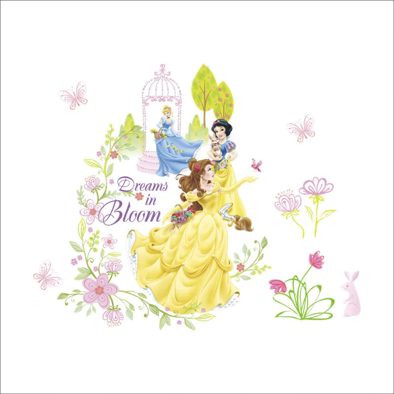 Lovely Snow White Belle Cinderalle Princess Wall Stickers For Girl's Room Decoration Diy Cartoon Wall Art Decal Kids Gift - Gufetto Brand 