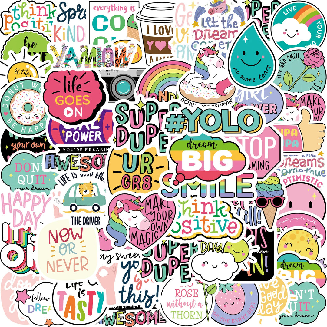 80 Pcs Buzzwords Stickers Waterproof Pop Creative Text Funny Toys for Children's Sticker On Laptop Car Skateboard Bike DIY Decal - Gufetto Brand 