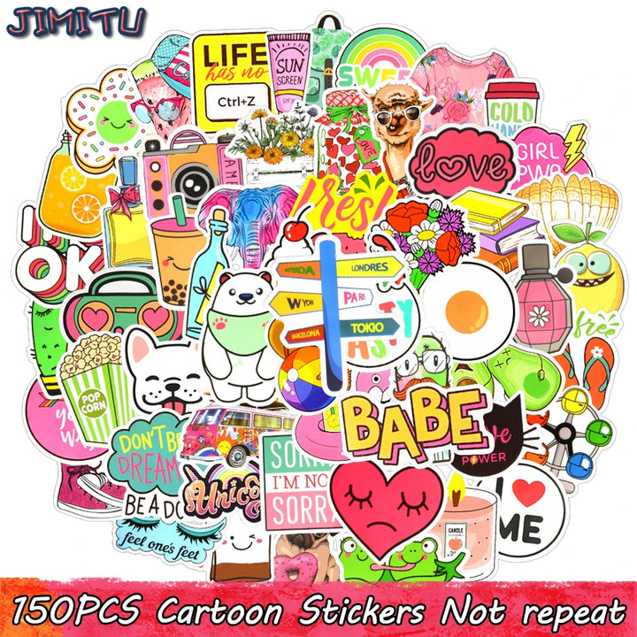 150 PCS Graffiti Anime Stickers Toys for Children Kawaii Fashion Girl Style Decals Sticker DIY Laptop Luggage Bike Water Bottle - Gufetto Brand 