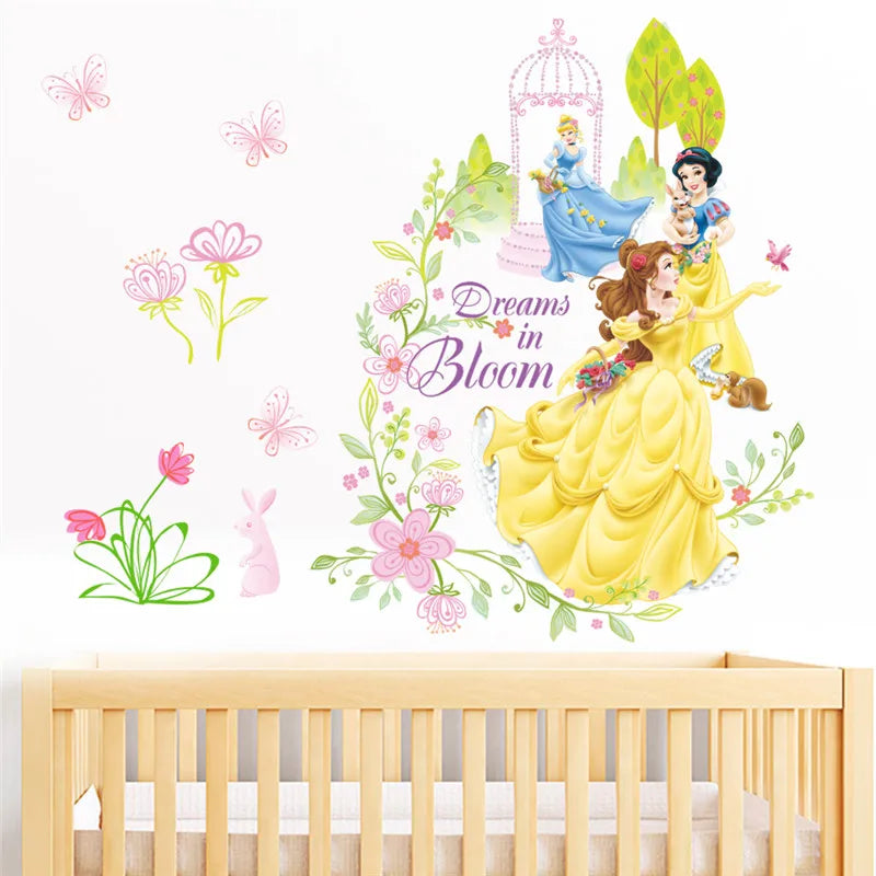 Lovely Snow White Belle Cinderalle Princess Wall Stickers For Girl's Room Decoration Diy Cartoon Wall Art Decal Kids Gift - Gufetto Brand 