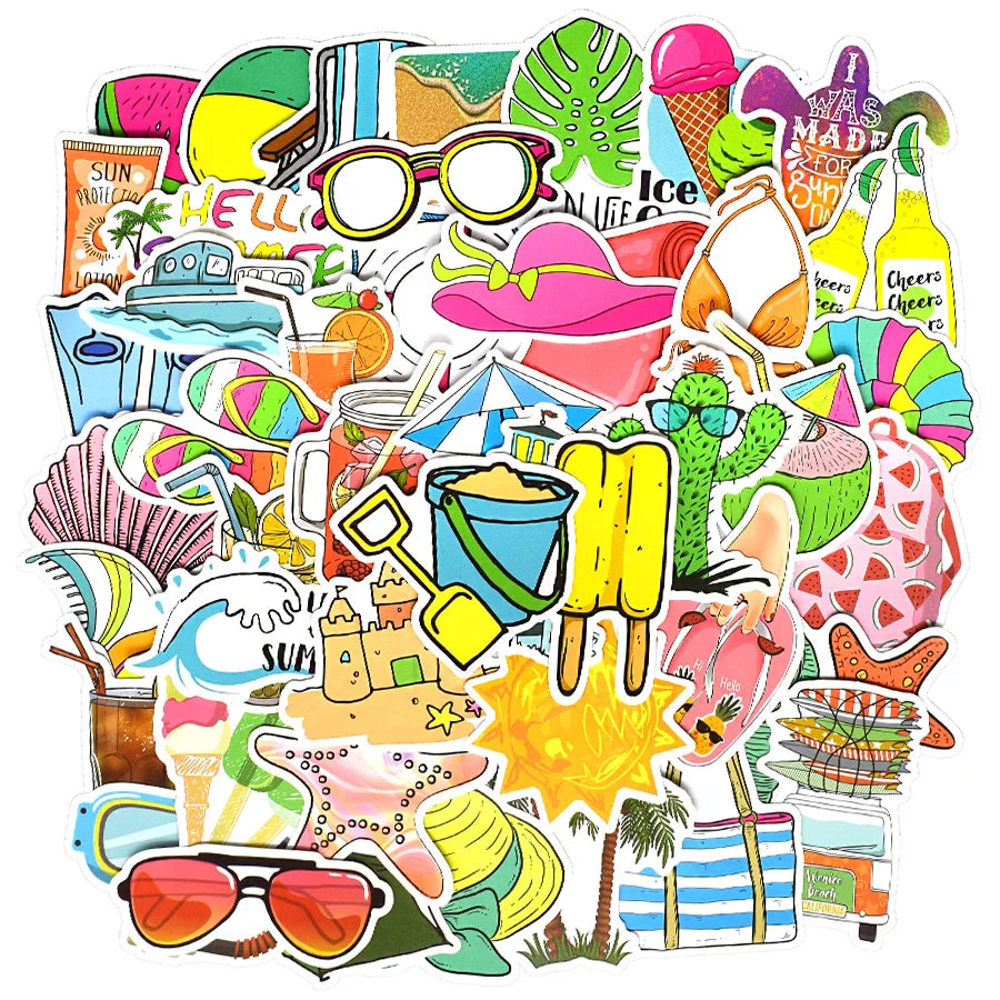 50PCS Summer Girls Stickers Aesthetic Cute Sticker Pack to Surfboard Guitar Laptop Bike Car Luggage Waterproof Anime Vsco Decals - Gufetto Brand 