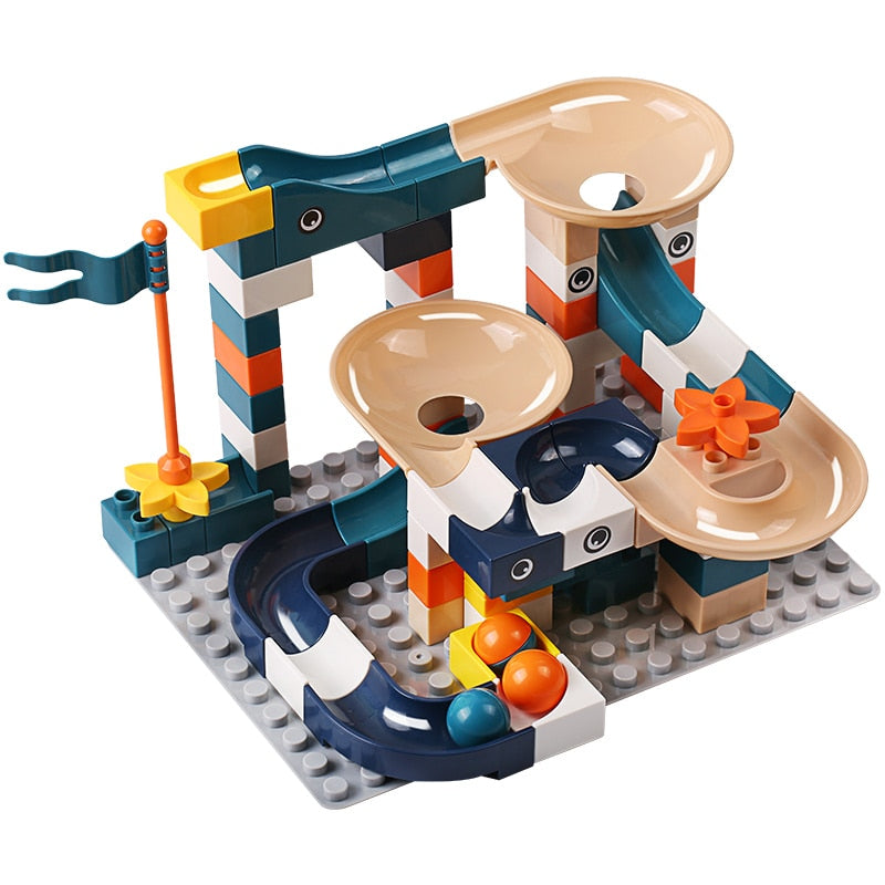 83-332PCS Marble Race Run Mattoni Blocchi di costruzione di grandi dimensioni Imbuto Blocchi scorrevoli Mattoni fai da te Giocattoli per bambini Ragazze - Gufetto Brand 