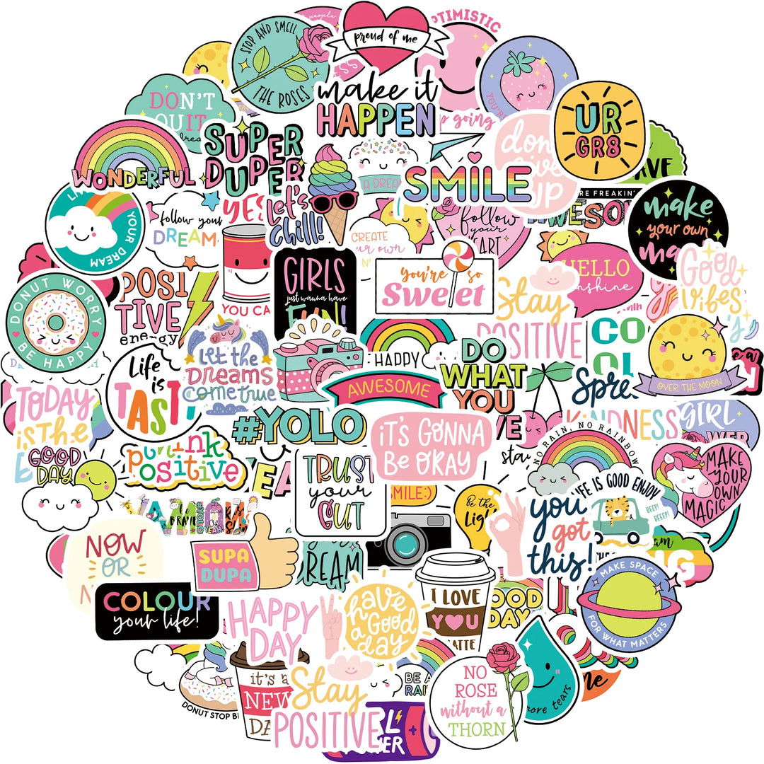 80 Pcs Buzzwords Stickers Waterproof Pop Creative Text Funny Toys for Children's Sticker On Laptop Car Skateboard Bike DIY Decal - Gufetto Brand 