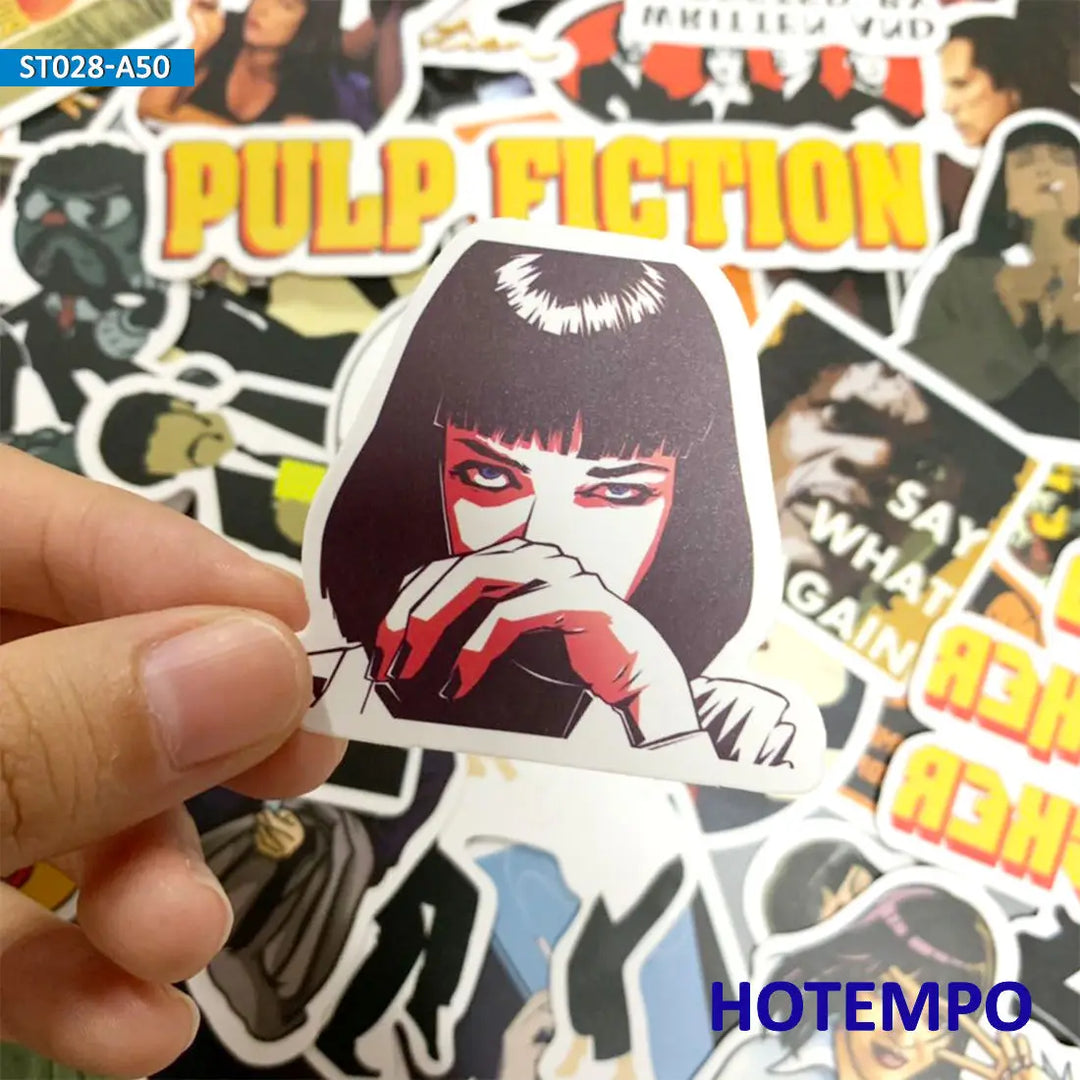 50pcs Classic Movie Pulp Fiction Mix Pattern Shape Graffiti Decals Stickers Pack for Phone Laptop Luggage Skateboard Car Sticker - Gufetto Brand 