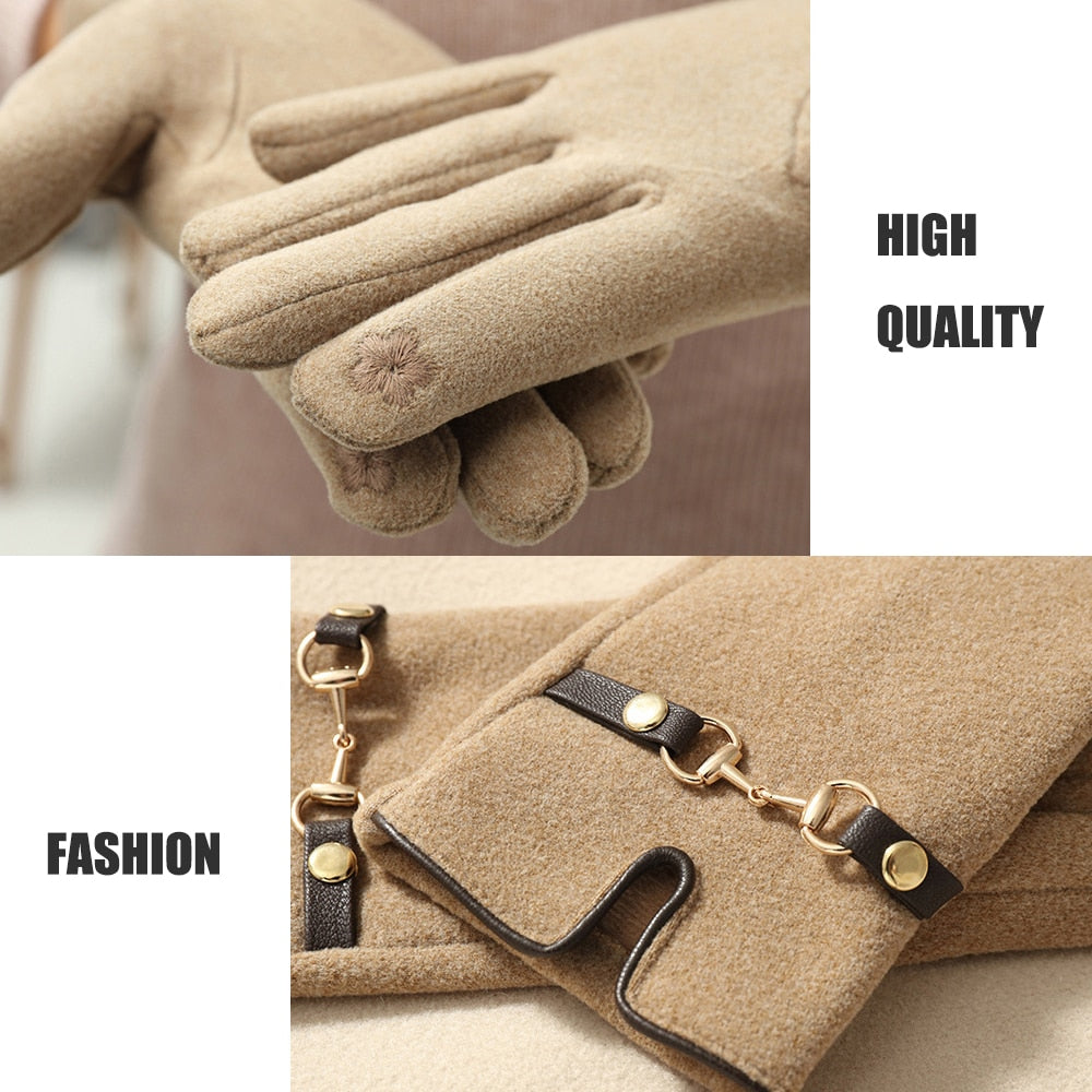 New Grace Fashion Lady Glove Guanti Donna Inverno Vintage Touch Screen Guida Mantieni caldi Guanti antivento - Gufetto Brand 