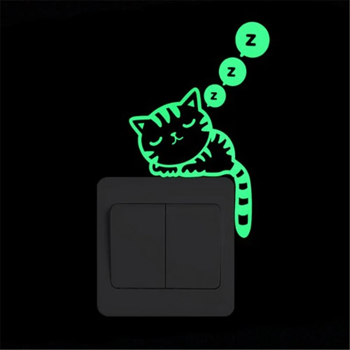 Cartoon Luminous Switch Sticker Glow in the Dark Wall Stickers Home Decor Kids Room Decoration Sticker Decal Cat Fairy Moon Star - Gufetto Brand 