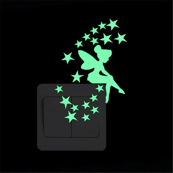 Cartoon Luminous Switch Sticker Glow in the Dark Wall Stickers Home Decor Kids Room Decoration Sticker Decal Cat Fairy Moon Star - Gufetto Brand 