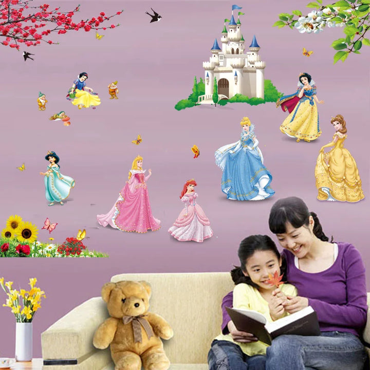 lovely castle Princess Wall Stickers For Kids Room Height Measure fairy tale Cartoon DIY Decoration Girl's Room Decoration gift - Gufetto Brand 