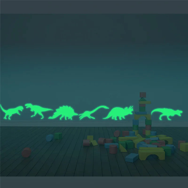 9Pcs Glow In The Dark Dinosaurs Toys Stickers Ceiling Decal Baby Kid Room - Gufetto Brand 