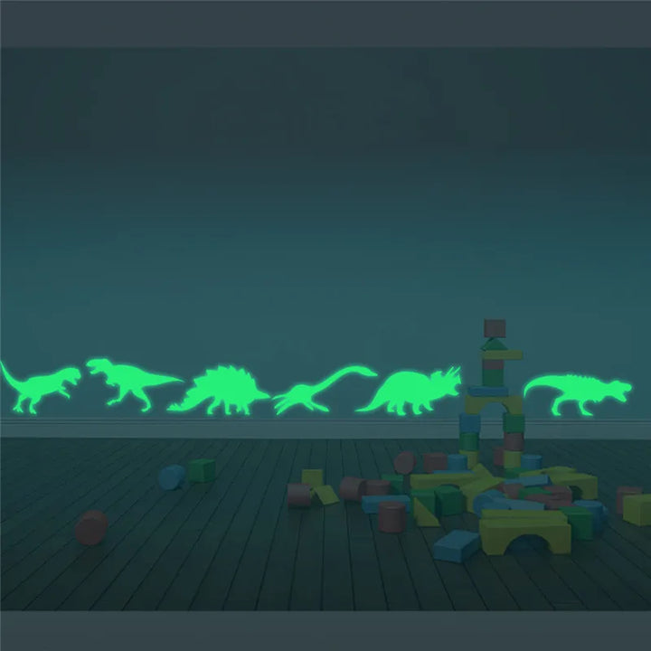 9Pcs Glow In The Dark Dinosaurs Toys Stickers Ceiling Decal Baby Kid Room - Gufetto Brand 