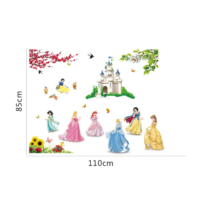 lovely castle Princess Wall Stickers For Kids Room Height Measure fairy tale Cartoon DIY Decoration Girl's Room Decoration gift - Gufetto Brand 