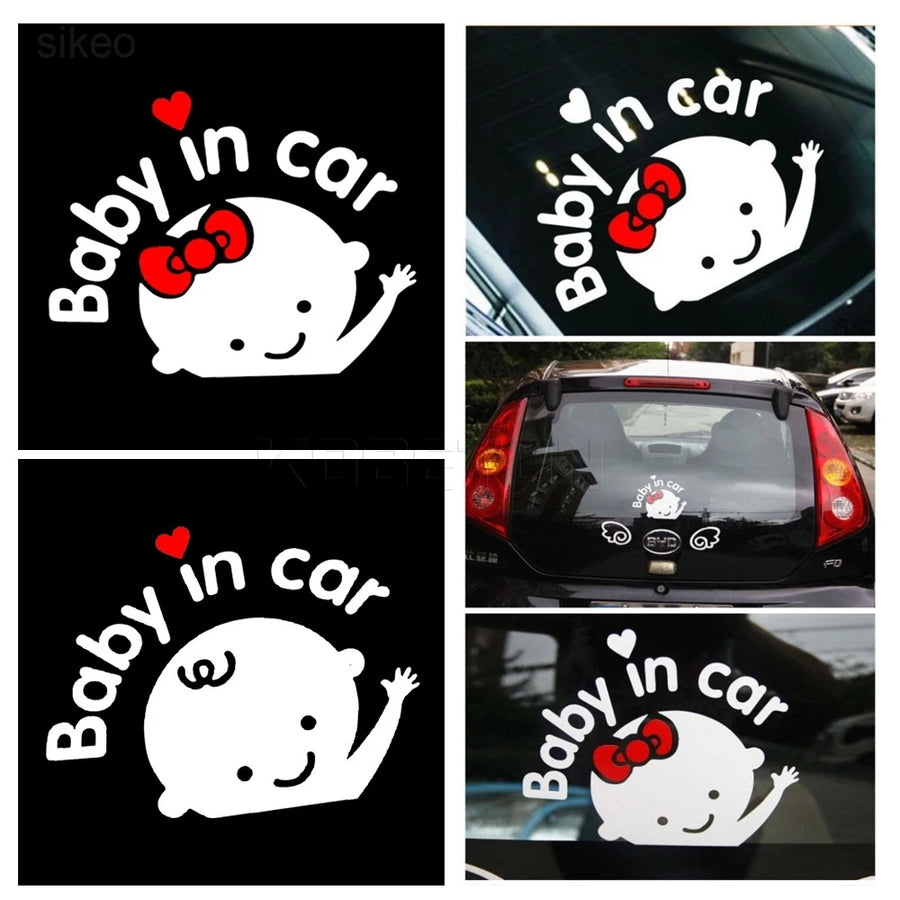 Funny Car styling 3D Cartoon Stickers Baby In Car Warning Car-Sticker Baby on Board Car Accessories High Quality - Gufetto Brand 