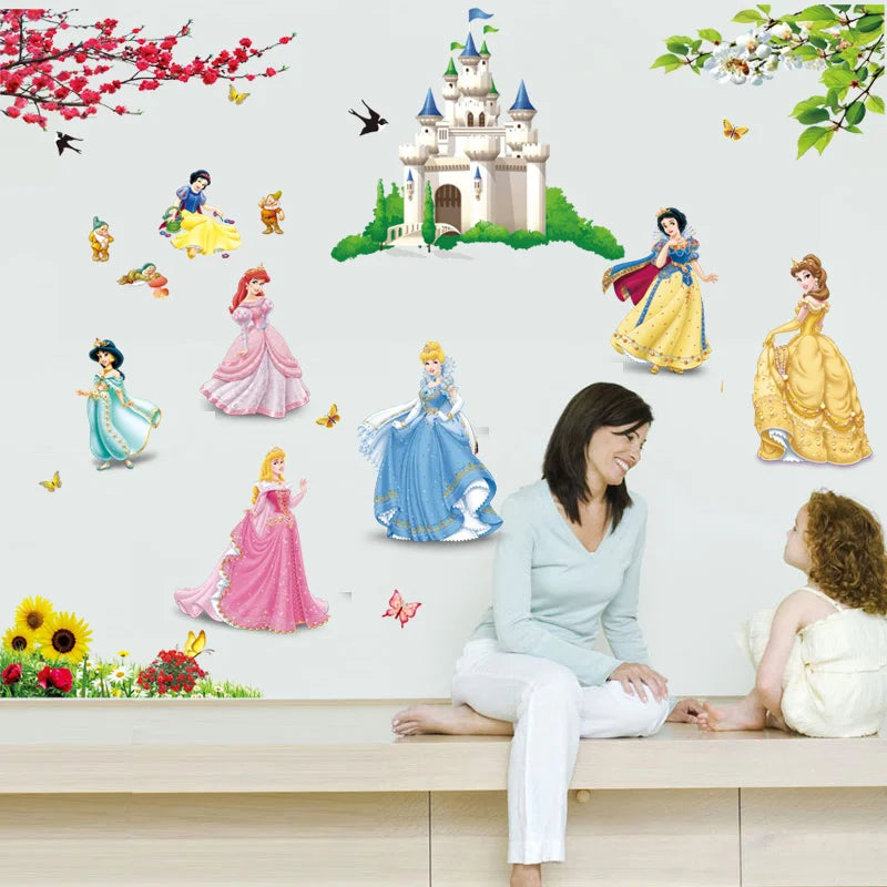 lovely castle Princess Wall Stickers For Kids Room Height Measure fairy tale Cartoon DIY Decoration Girl's Room Decoration gift - Gufetto Brand 