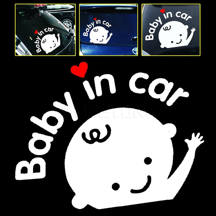 Funny Car styling 3D Cartoon Stickers Baby In Car Warning Car-Sticker Baby on Board Car Accessories High Quality - Gufetto Brand 