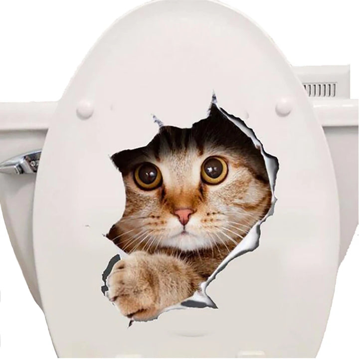 Cats 3D Wall Sticker Toilet Stickers Hole View Vivid Dogs Bathroom For Home Decoration Animals Vinyl Decals Art Wallpaper Poster - Gufetto Brand 