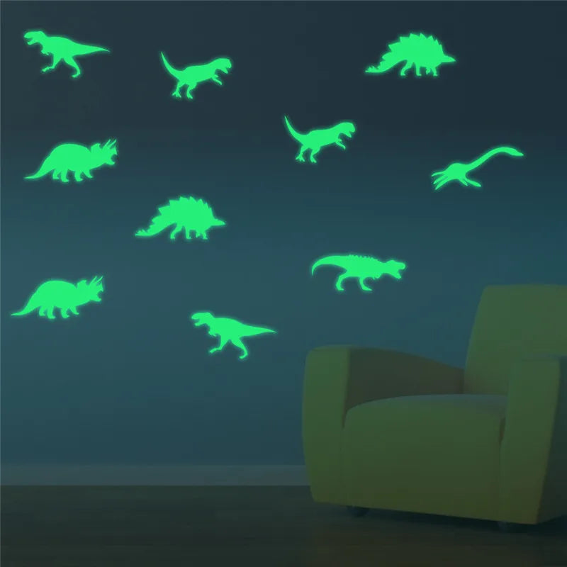 9Pcs Glow In The Dark Dinosaurs Toys Stickers Ceiling Decal Baby Kid Room - Gufetto Brand 