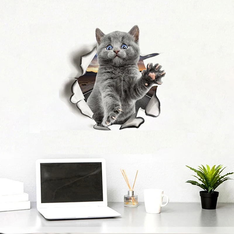 Cute Cats Dog 3D Wall Sticker For Living Room Children's Room Home Decoration Art Decals Mural Kitten Puppy Stickers Wallpaper - Gufetto Brand 