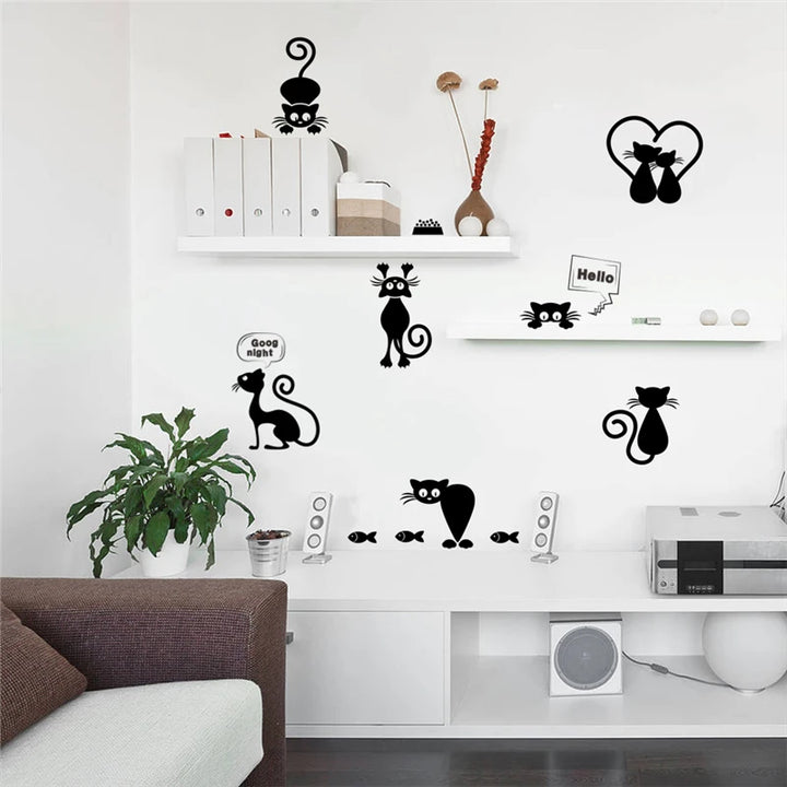 Lovely Cat Light Switch Phone Wall Stickers For Kids Rooms Diy Home Decoration Cartoon Animals Wall Decals Pvc Mural Art - Gufetto Brand 