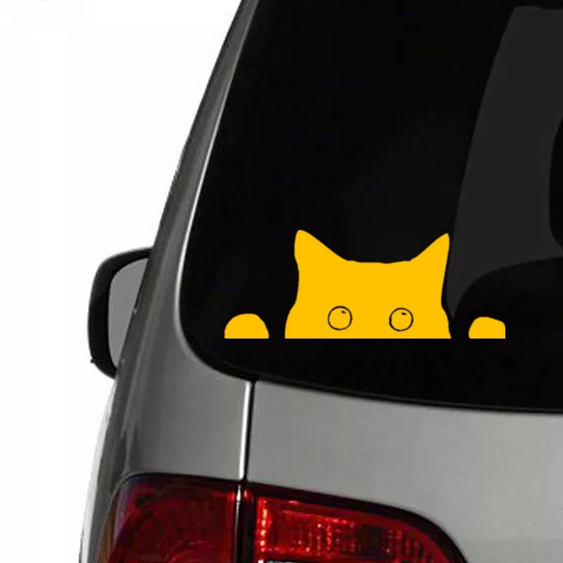 CK2800# 24*9cm Cat peeping funny car sticker vinyl decal white/black car auto stickers for car bumper window car decorations - Gufetto Brand 