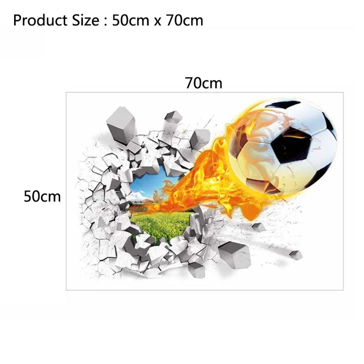 3D Football Broken Wall Sticker For Kids Room Living Room Sports Decoration Mural Wall Stickers Home Decor Decals Wallpaper - Gufetto Brand 