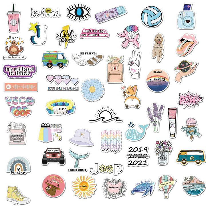 50PCS Cartoon Vsco Girls Stickers For Laptop Guitar Luggage Skateboard Waterproof Sticker Decal Kid Toys - Gufetto Brand 