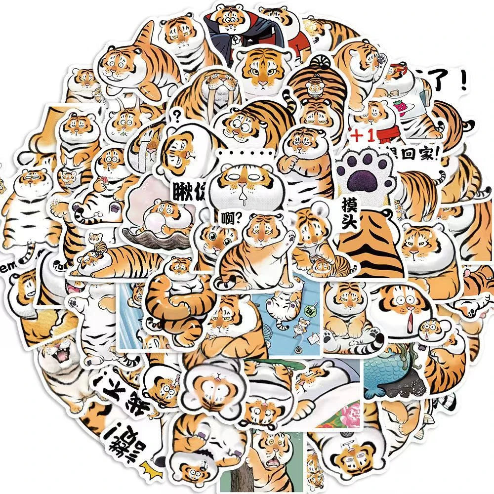 10/30/50PCS Cartoon Cute Fat Tiger Animal Creative Graffiti Sticker Bike Skateboard Car Helmet Laptop Computer Wholesale - Gufetto Brand 